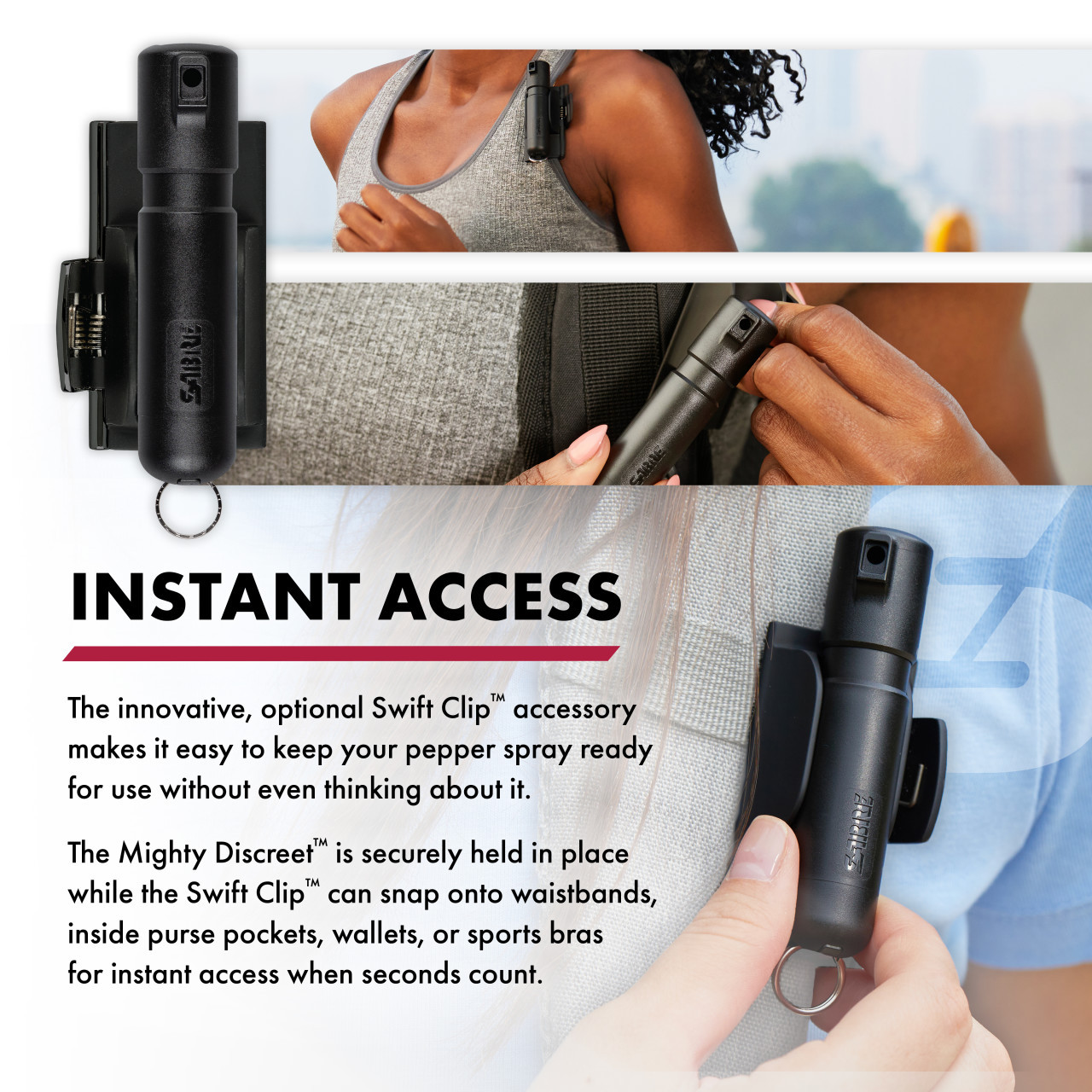Mighty Discreet Pepper Spray with Swift Clip and Snap-Clip Keychain - Image 3