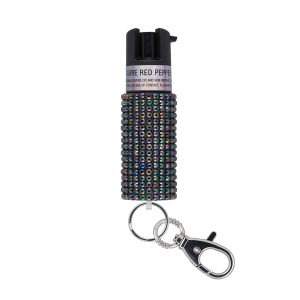 Pepper Spray with Jeweled Design and Snap-Clip Keychain