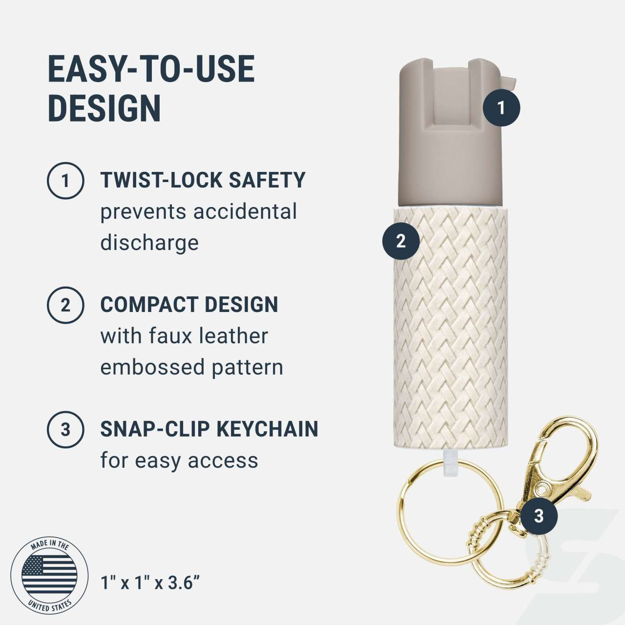 Faux Leather Pepper Spray with Snap-Clip Keychain - Image 6