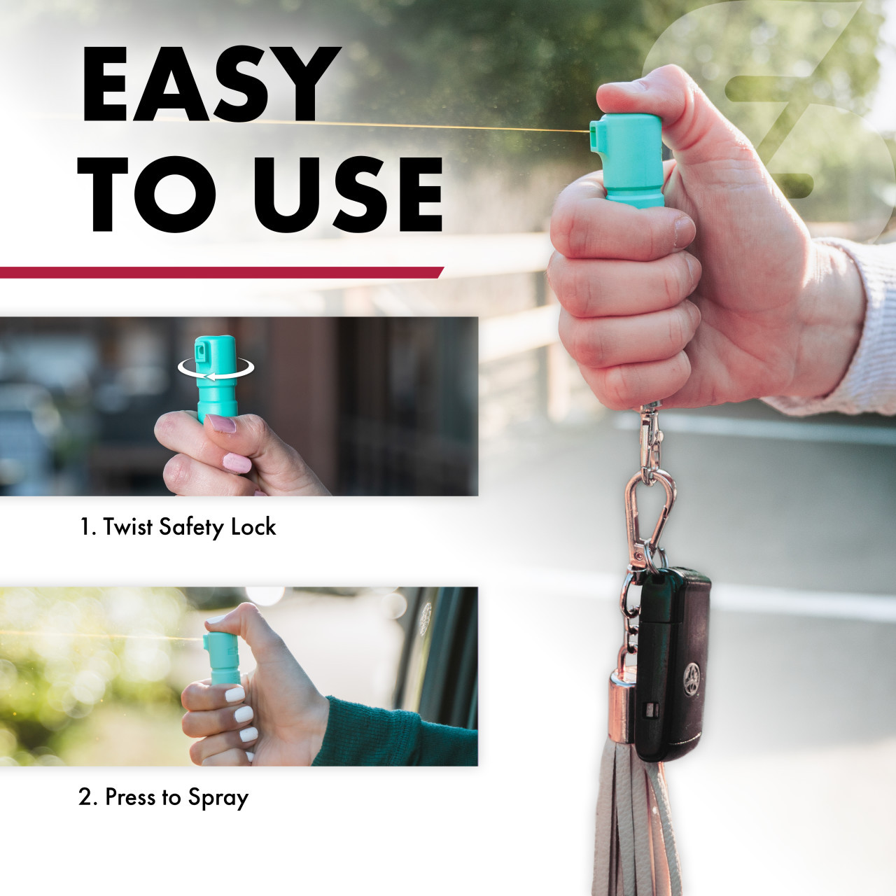 Mighty Discreet Pepper Spray with Snap-Clip Keychain - Image 3