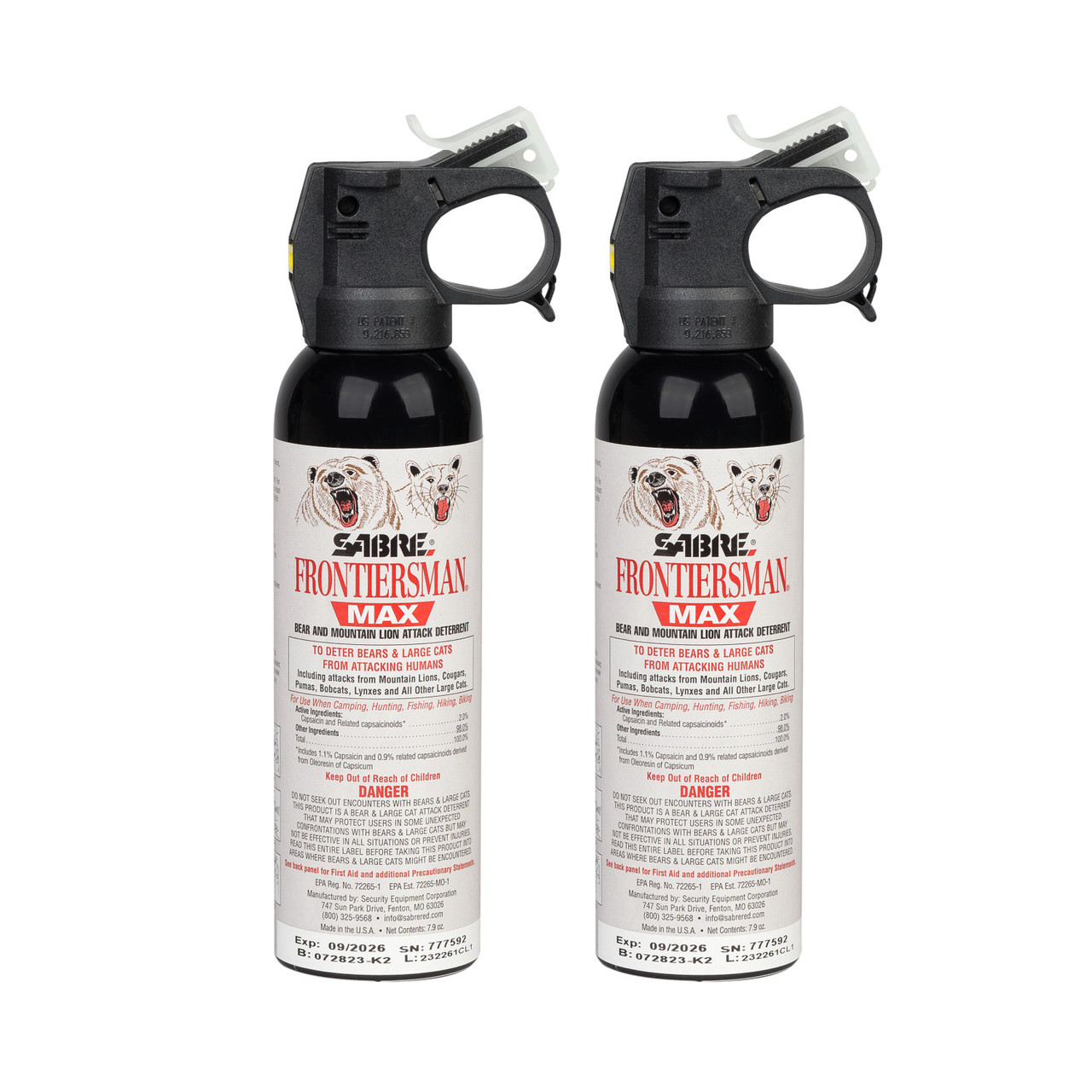 7.9 oz. Bear Spray & Mountain Lion Spray, 2-Pack
