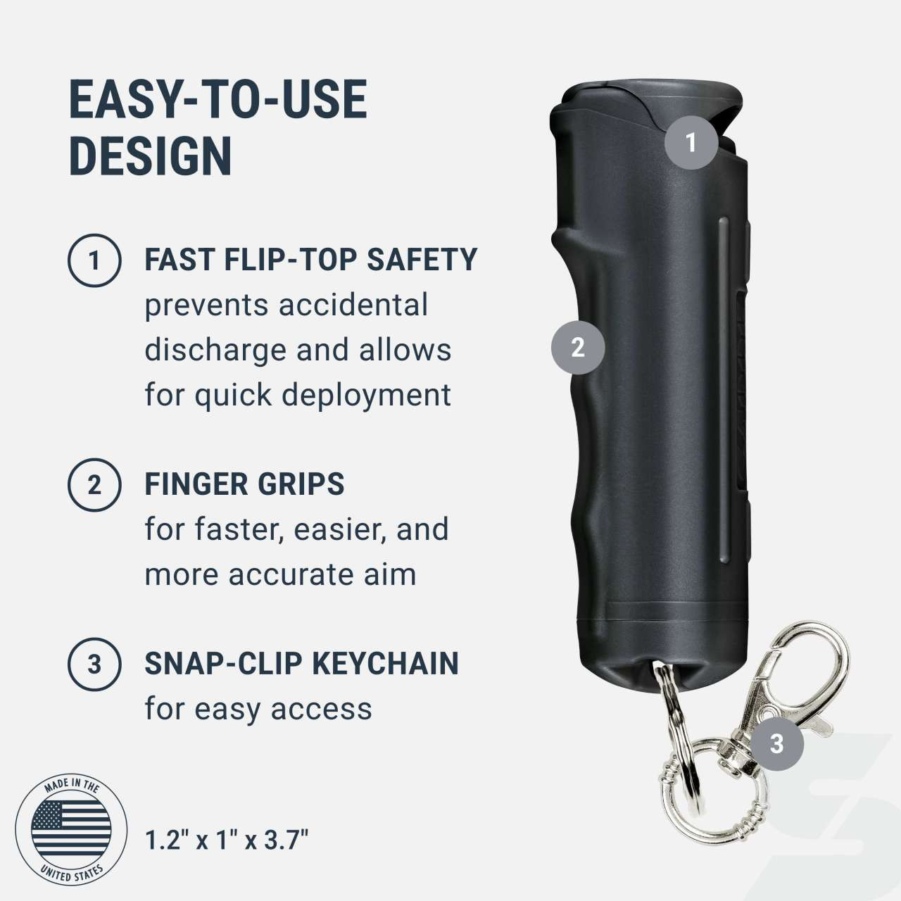 Fast Flip Top Pepper Spray with Snap-Clip Keychain - Image 6