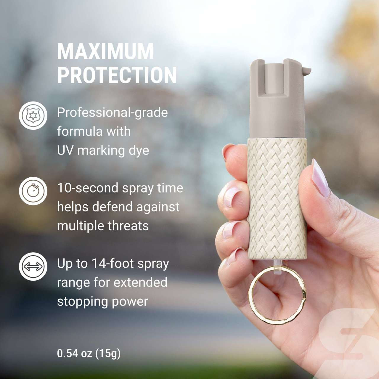 Faux Leather Pepper Spray with Snap-Clip Keychain - Image 8